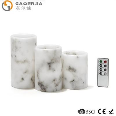 China 3 Marble Flameless Led Candles Warm White LEDs Design Black And White Wax Blend for sale