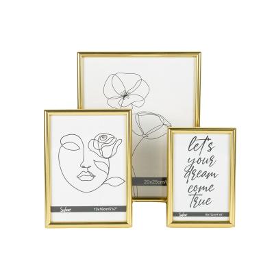 China Decoration gold aluminum metal photo frame for picture and real glass-metal picture frame for sale