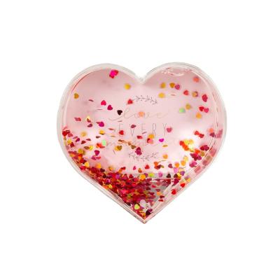 China Eco - Friendly Porcelain Photo Frames Glitter Transparent Heart Shape Photo Frame With Liquid for sale