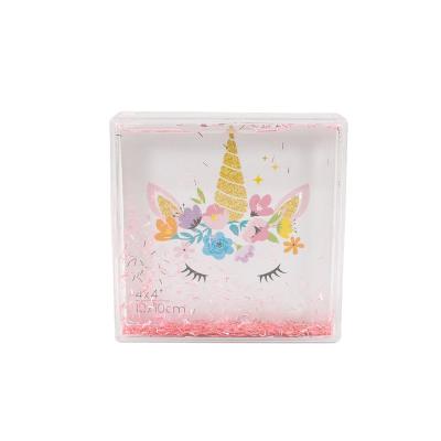 China Decorative Photo Frame Glitter Liquid 4x4 Photo Picture Frame Transparent for sale