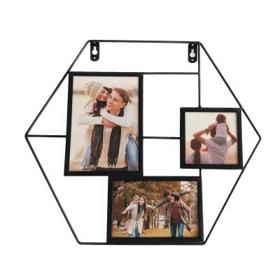 China Home Office Hotel Decoration Metal Morden View 3 Opening Wall Picture Frame for sale