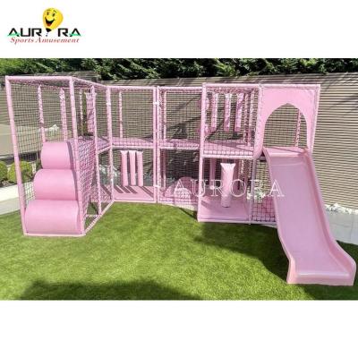 China Slides Trampoline Park Soft Play Forest Kids Outdoor Pastel Pink For Sale for sale