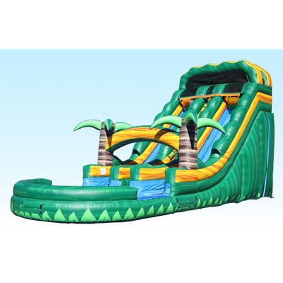 China PVC Tarpaulin Commercial Inflatable Slip And Slide With Pool Double Lane rental for sale