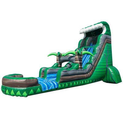 China Inflatable Water Slide For Adults Green Commercial Water Slide With Pool For Kids for sale