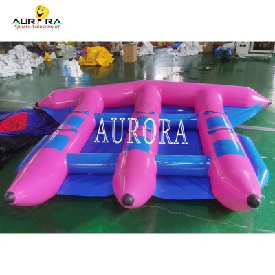 China Adults PVC Tarpaulin Inflatable Water Toys 4x3m Inflatable Flying Fish Boat 6 Person for sale