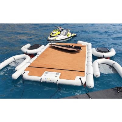 China Inflatable Floating Platform Water Island Jet Ski Dock Mat C Shape Floating Dock For Lake for sale