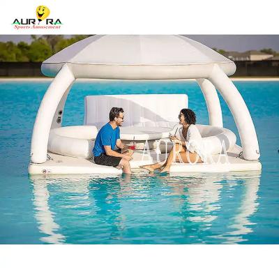 China PVC Tarpaulin Inflatable Floating Water Platform With Awning Customized Logo for sale