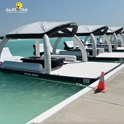 China Custom Floating Blow Up Dock 0.9mm PVC Black White Water Air Dock For Boats for sale