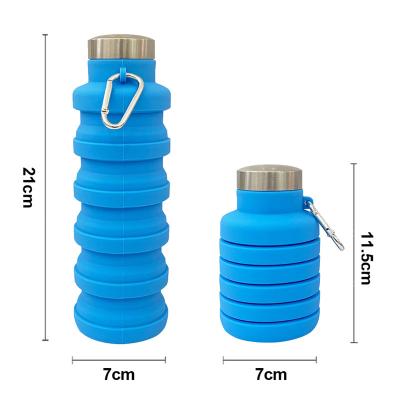 China Stocked amazon sale bpa sports 500ml custom silicone portable collapsible free eco-friendly cheap hot logo collapsible water bottle for gym for sale