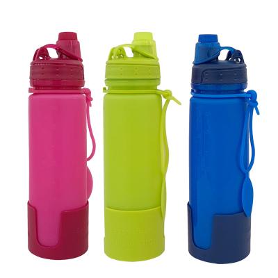 China Factory Wholesale Excellent Viable Design Sport Collapsible Collapsible Factory Drinking Collapsible Silicone Water Bottle With Firm Bottom for sale