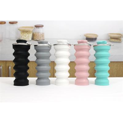 China Travel Viable Wholesale Camping Promotion Factory Collapsible Drinking Bottles Custom Logo Collapsible Silicone Water Bottles For Gym for sale