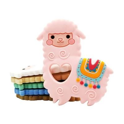 China New BPA Free Eco-friendly Diy Silicone Baby Alpaca Shape Teether Toy For Baby Chewing for sale