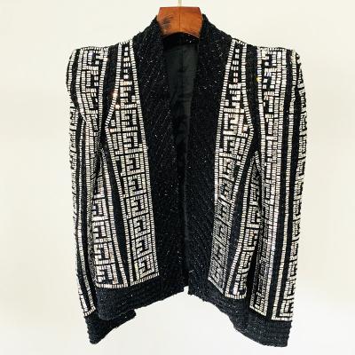 China New Design QUICK DRY Women's Jacket Black Bright Silk Rhinestone Short Jacket for sale