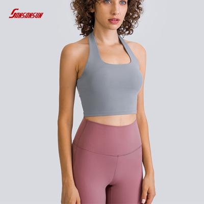 China Breathable Europe and the United States sexy halter tube top women's fashion sports chic pleated bra back sports underwear for sale