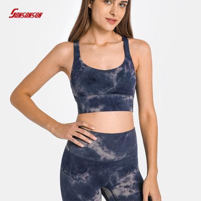 China 2022 New Products Breathable Double Straps Sports Bra Women Gather Breathable Enlargement Hem Sports Yoga Exercise Fitness Wear for sale