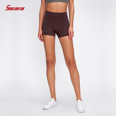 China Breathable High Waist Shorts No Embarrassment Active Fitness Line Women Sports Pants Wear Yoga Shorts Running Gaiters Shorts Women for sale