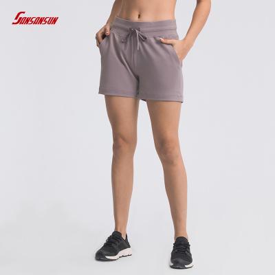 China Breathable 2022 New Custom Drawstring Waist Yoga Shorts Leisure Running Outdoor Fitness Sports Three Point Pants Female Active Wear for sale