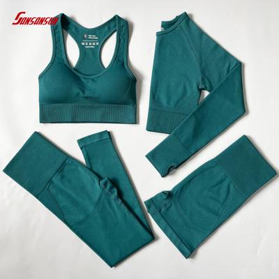 China 2/3/4Pcs Yoga Fitness Set Breathable Seamless Women Gym Clothes Gaiters Sportswear Two Piece Pants Yoga Suit Sports Wear Gym Fitness Sets for sale