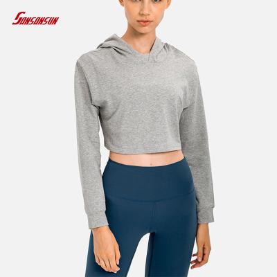 China Breathable Custom Empty Women Top Fitness Casual Wear Hoodies Crop Cotton Women Color Crop Top for sale