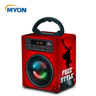 China AirPlay Myon Bluetooth Music Home Theater System Speaker Shenzhen Factory New Product Wooden Boombox LED Light Wireless Speakers for sale