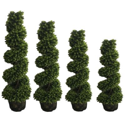 China High Quality Eco-Friendly Custom Made Artificial Topiary Boxwood Spiral Tree for sale