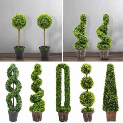 China Eco-Friendly Artificial Topiary Boxwood Spiral Trees for sale