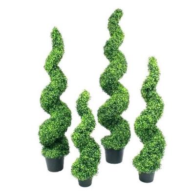 China Wholesale Eco-Friendly Large Spiral Boxwood Topiary Artificial Tree For Indoor And Outdoor Decorative Large Pot Artificial Spiral Tree for sale