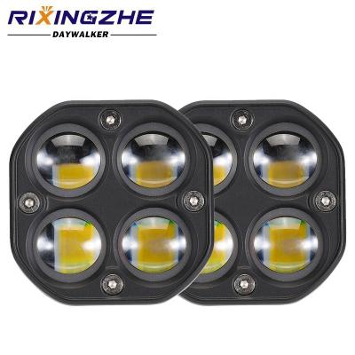 China Aluminum RUTENSE high power 3 Inch 40W LED Light 12V 24V square lens double colors LED Working Light Auto Offroad car working light for sale