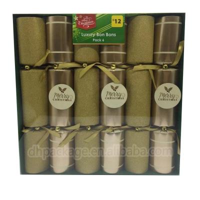 China Paper Direct factory supply 14 inch 6 pack international luxury gold christmas crackers for sale