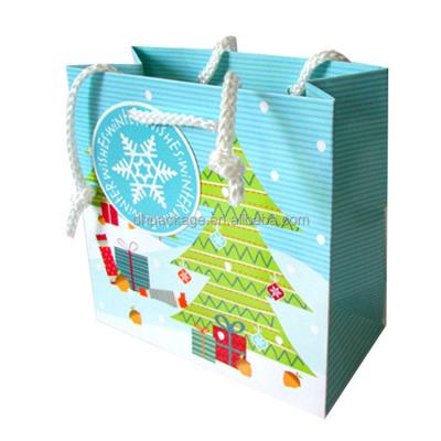 China Recycled Materials Wholesale Custom Printed Small Christmas Paper Bag For Gifts for sale