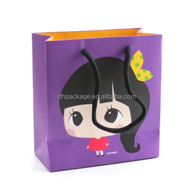 China Recycled Materials Wholesale manufacturer reasonable price high quality small purple paper bag for sale