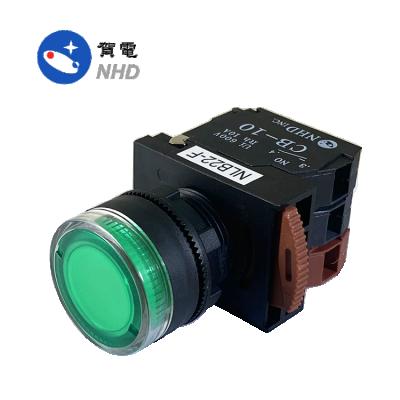 China Momentary 22mm LED Illuminated Push Button Switch Green AC/DC 220~240V for sale