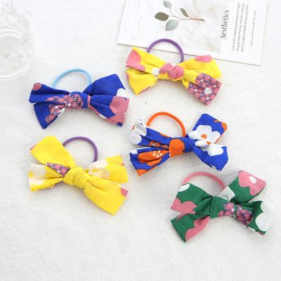 China IFOND friendly material printed cotton big bow hair tie for kids print hair circle headband bows for babies for sale