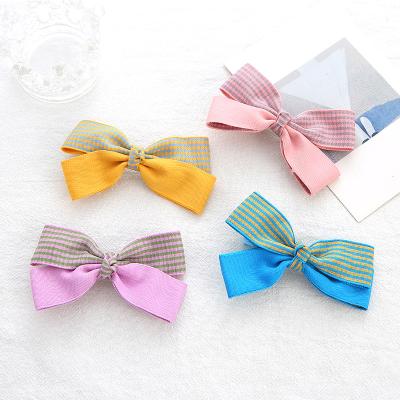 China Fashion SI IFOND Cute Kids Hair Clips Large Bow Hair Clips Platypus Clip Gingham Ribbon Hairpin For Girls for sale