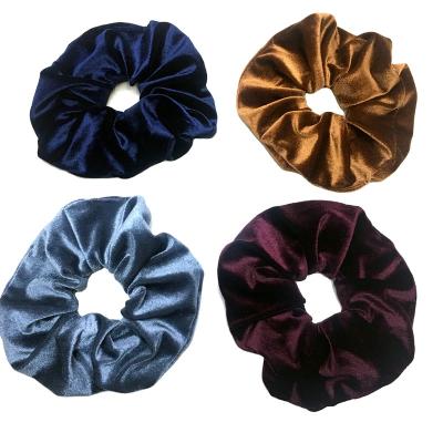 China Fashion Wholesale Good Quality Oversized Satin Plush Cloth Pleated Large Intestine Ring For Girl Silk Hair Scrunchies Elastic Hair Ties for sale