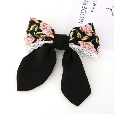 China IFOND retro small spring fashion temperament spring bow hairpin rabbit ears hairpin floral hair bow clip for sale