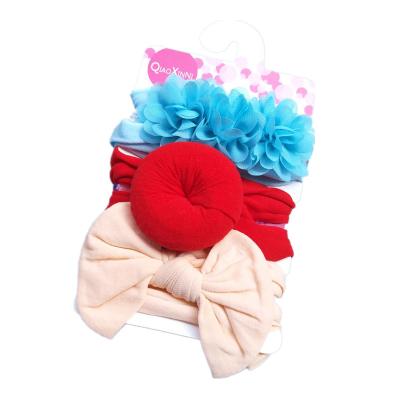 China IFOND Handsome Baby Soft Bow Headband Set Newborn Infant 3Pcs/Set Nylon Elastic Wide Headband Headband for sale