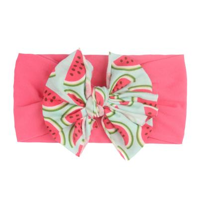 China IFOND Daily Wear Infant Soft Nylon Elastic Fruit Patterned Bow Print Headband Baby Hairband Headband for sale