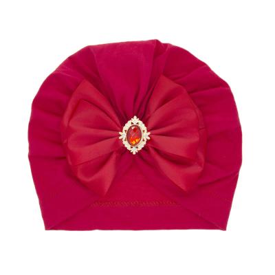 China Hair Decorate IFOND Children Bow Turban Hats Rhinestone Sweater Baby Hat Cotton Fetal Hat For Baby for sale