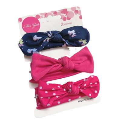 China IFOND Beautiful Infant Print Nylon Headband Set Headband 3 Pcs Set Soft Bow Elastic Head Band For Baby for sale