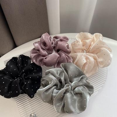 China IFOND Diamond Hair Circle Solid Color Large Intestine Rope Daily Hair Scrunchies Feminine Girls Silk Hair Circle for sale