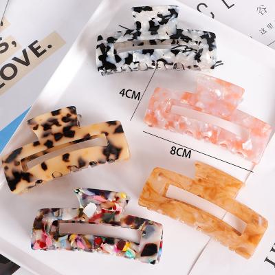 China IFOND Hair Decoration Women Hair Claw Clips Turtle Barrettes Rectangle Shape Clips Leopard Print Hair Clips For Thin Hair for sale