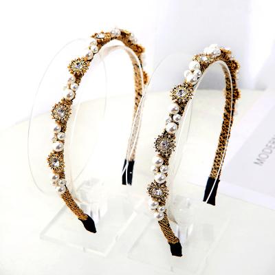 China Fashion SI Crystal Hairband IFOND Headband Narrow Main Circle Lovely Girl Gift Fashion Shining Pearl Hair Circle Wholesale for sale