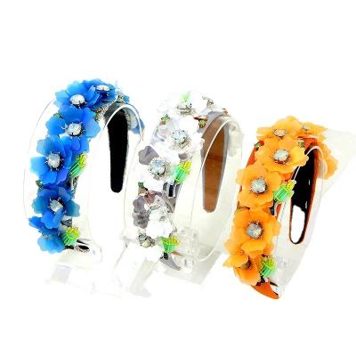 China New Flower Girl Garland Headbands Rhinestone Plastic Headband Soft Soft Hair Band For Girl Hair Accessories for sale