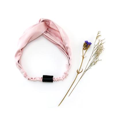 China Fashion 19mm Twist Hair Tie Band Head Wrap Custom 100% Pure Silk Headband For Women 2021 for sale