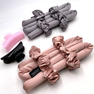 China Heatless No Heat Curling Rod Mulberry Headband 100% Silk Ribbon Hair Curling for sale