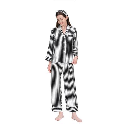 China Wholesale Custom 100% Mulberry Silk Breathable 19 Mm Stripe Women's Silk Sleepwear Pajamas For Men for sale