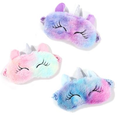 China Anti-puffiness Soft Kids Unicorn Sleep Eye Masks 3 Pack Plush Unicorn Sleeping Mask Party Game Eye Cover Patch for sale