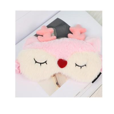 China Christmas Plush Cartoon Anti-Wrinkle Sleeping Eye Mask Cute Animal Sleeping Eye Cover Blindfold Mask for sale