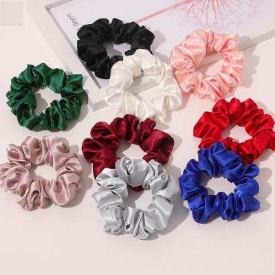 China Fashion Custom Hair Bands Scrunchies Wholesale Elastic Ponytail Holders Soft Cheap Satin Silk Hair Tie for sale